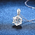 Collar de copo de nieve en plata S925 con colgante de moissanita de 1 quilate color D - Piedra de Alto Carbono de 6.5mm (XL085) / Plata 925