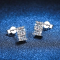 Orecchini a perno in argento S925 con due moissaniti colore D e castone classico a griffe - Argento 925 / Moissanite Bianca