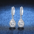 Classic pear cut moissanite drop earrings in 925 sterling silver with halo accents - 925 Silver / 5*8mm High Carbon Stone