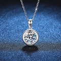 Classic S925 sterling silver necklace featuring a round brilliant cut moissanite pendant - 925 Silver / 6.5mm High Carbon Stone