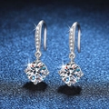 Classic S925 silver hook earrings with round 0.5ct moissanite and pave accents - 6.5mm High Carbon Stone (4960567688244) / 925 Silver