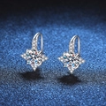 S925 sterling silver moissanite drop earrings with sparkling eight-pointed star design - 925 Silver / 5mm High Carbon Stone
