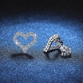 Elegantes pendientes de corazón en plata s925 con pavé de moissanita color D - Plata 925 / 0.5ct Moissanita
