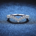 Sparkling S925 sterling silver V-shaped chevron ring with brilliant moissanite accents - US 9 / 0.78ct Moissanite (Silver)