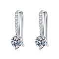 Pendientes de lágrima en plata de ley S925 con moissanita y diseño de gancho J elegante - Plata 925 / Piedra de alto carbono de 5mm