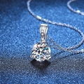 Classic S925 silver necklace featuring a 1-carat round moissanite with 3-prong setting - 925 Silver / White Rhinestone (6.5mm High Carbon Stone)