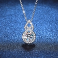 Elegante collar con colgante de calabaza en plata 925 y moissanita de 1 quilate brillante - Plata 925 / Estilo de Piedra de Alto Carbono de 6,5 mm