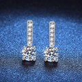 Elegant S925 sterling silver drop earrings featuring moissanite stones and starry background - 925 Silver / 6.5mm High Carbon Stone