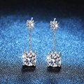 Elegant S925 sterling silver tassel drop earrings with sparkling round Moissanite stones - 925 Silver / 6.5mm High Carbon Stone