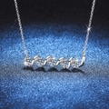S925 sterling silver necklace with a 1.5 carat five-stone moissanite twisted pendant - 925 Silver / 4mm High Carbon Stone