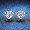 Elegantes pendientes de corazón en plata de ley 925 con diamante Moissanita brillante - Plata 925 / Piedra de Alto Carbono de 3,5 mm