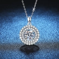 Collier luxueux en argent 925 avec pendentif en moissanite ronde de 2 carats - Zirconia 8mm (XL109) / Argent 925