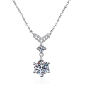 Elegant S925 sterling silver necklace featuring a fishtail pendant with moissanite stones - 925 Silver / 6.5mm High Carbon Stone