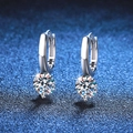 S925 sterling silver moissanite drop earrings with round brilliant cut stones on blue glitter - 925 Silver / High Carbon Stone Style (E119)