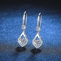 Sparkling S925 sterling silver teardrop earrings with 1-carat moissanite gemstones - 925 Silver / 5mm High Carbon Stone