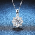 Collar de plata de ley S925 con colgante giratorio de moissanita de 1ct D color sol - Plata 925 / Piedra de alto carbono de 6.5mm