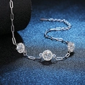 Classic S925 sterling silver chain bracelet with 1.5ct D color moissanite halo charms - 5mm High Carbon Stone Style / 925 Silver