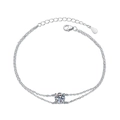 Double-layer S925 sterling silver bracelet with a four-prong set round moissanite stone - High Carbon Stone / 925 Silver