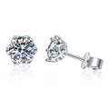 Eleganti orecchini a lobo in argento 925 con moissanite a sei griffe per donna - Argento 925 / Pietra ad alto contenuto di carbonio da 5mm