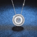 Lussuosa collana in argento S925 con madreperla bianca e pendente in moissanite - Pietra ad alto contenuto di carbonio da 5mm / Argento Strass Bianco