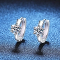 Classic S925 sterling silver six-prong moissanite stud earrings on navy starry background - 925 Silver / 5mm High Carbon Stone
