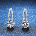 Exquisite 1 carat moissanite stud earrings in silver four-prong teardrop setting - 925 Silver / 6.5mm High Carbon Stone