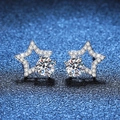 Sparkling S925 sterling silver star-shaped moissanite stud earrings for women - 925 Silver / White Rhinestone