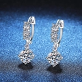 Elegantes pendientes de plata de ley 925 con diamantes Moissanita de 1 quilate color D - Plata 925 / Piedra de alto carbono de 5mm