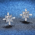 Elegante Moissanit-Schneeflocken-Ohrstecker aus S925 Sterlingsilber vor Sternenhimmel - Silberner Stil (5mm Zirkonia) / 925er Silber