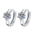 S925 sterling silver hoop earrings with classic 6-claw round-cut moissanite stones - 925 Silver / 0.5ct+0.5ct Moissanite