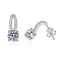 Classic 1-carat round moissanite stud earrings in polished silver four-prong setting - 925 Silver / 1ct + 1ct Moissanite