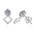 Moissanite geometric square stud earrings in S925 sterling silver with 4-prong setting - 925 Silver / Moissanite Style