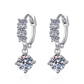 Pendientes de aro en plata S925 con colgantes de moissanita de 1 quilate cada uno - Plata 925 / Moissanita de 0,5 Quilates