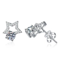 Sparkling S925 sterling silver star stud earrings with 1 carat moissanite and butterfly back - 925 Silver / 0.5ct Moissanite