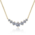 S925 sterling silver smile necklace in gold finish with seven moissanite stones - 925 Silver / 5mm White Rhinestone (Gold)