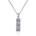 Collana elegante in argento s925 con pendente a tre pietre di moissanite brillante - Pietra ad alto contenuto di carbonio da 5mm / Argento 925