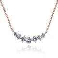Rose gold s925 silver necklace with seven gradient moissanite stones in a smile arc shape - 925 Silver / 5mm High Carbon Stone
