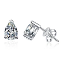 Orecchini a perno in argento s925 con moissanite taglio a pera e montatura a 3 griffe - Argento 925 / Pietra ad alto contenuto di carbonio