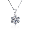 Sparkling S925 silver snowflake necklace featuring a 1 carat D color moissanite center stone - 6.5mm High Carbon Stone Style / 925 Silver