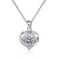 Collana con ciondolo a cuore in argento S925, moissanite 1 carato e pietre pavé - Argento 925 / Pietra ad alto contenuto di carbonio da 6.5mm