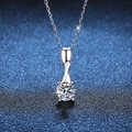 Collana in argento S925 con ciondolo moissanite da 1 carato e fiocco rotante chic - Argento 925 / 1 Carato di Moissanite