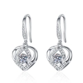 S925 sterling silver heart-shaped drop earrings with brilliant moissanite accents - 925 Silver / 4mm High Carbon Stone