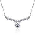 S925 sterling silver necklace with angel wing V-shape pendant and 1ct moissanite - 925 Silver / 1 Carat Moissanite