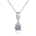 Elegante collana in argento s925 con moissanite rotonda da 1 carato in pendente a torsione - Argento 925 / Pietra ad alto contenuto di carbonio da 6.5mm