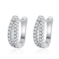 Orecchini a cerchio in argento 925 con doppia fila di pietre di moissanite incastonate - Argento 925 / 60 Pts Moissanite