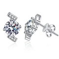 S925 Sterling Silber Ohrstecker mit 2 Karat Brillant-Moissanit in Vier-Klauen-Fassung - 925er Silber / 6.5mm High Carbon Stein
