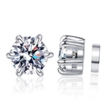 Orecchini magnetici classici a sei griffe in argento S925 con pietre di moissanite brillante - Argento 925 / Argento (Pietra ad Alto Contenuto di Carbonio da 6,5 mm)