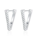 Orecchini a cerchio a V minimalisti in argento S925 con pavé di zirconi cubici scintillanti - Moissanite 16pt (Forma V) / Argento 925