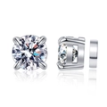 Orecchini classici in argento S925 con moissanite e montatura a quattro griffe su bianco - Stile Pietra ad Alto Contenuto di Carbonio 6,5 mm / Argento 925
