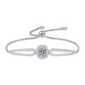 S925 sterling silver bracelet featuring a 1 carat moissanite center with adjustable slider - 925 Silver / 1 Carat Moissanite